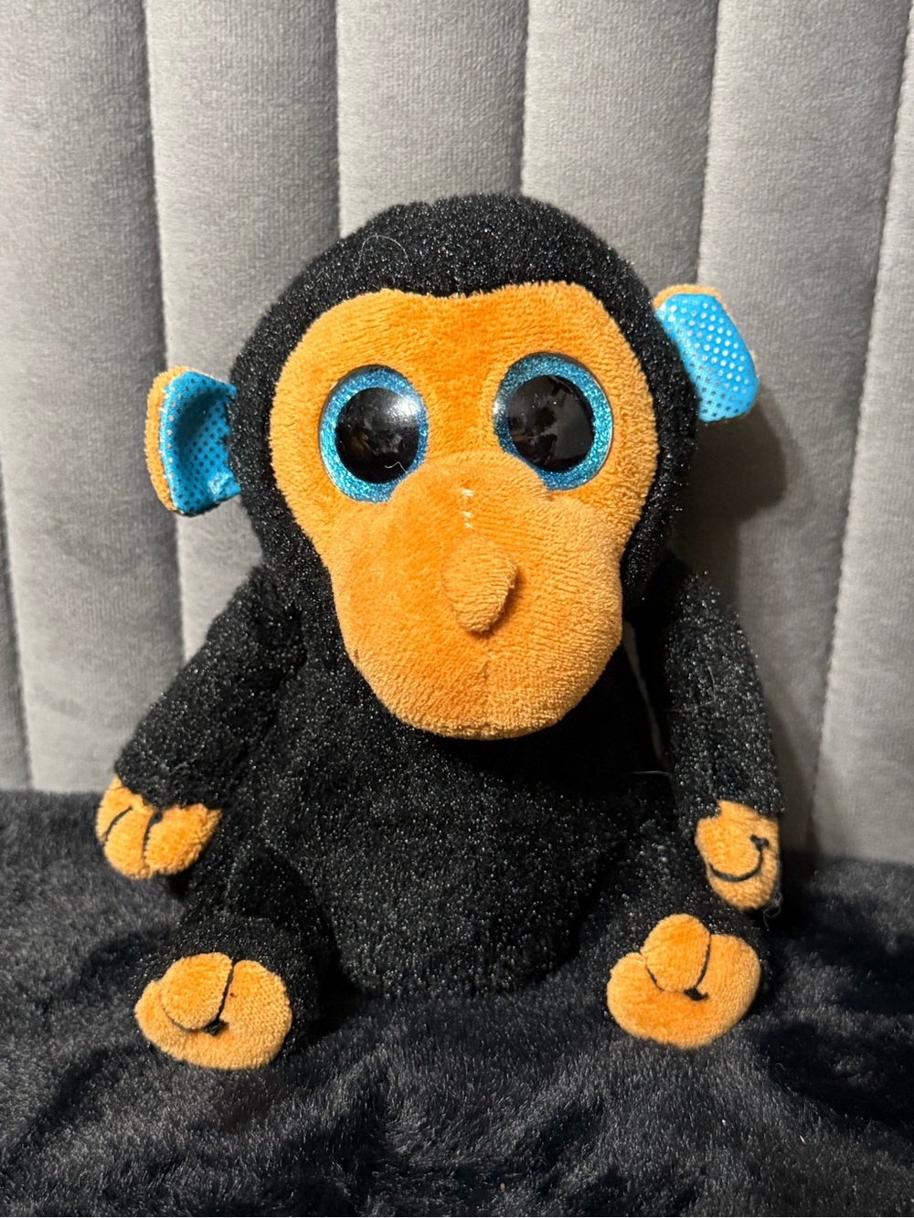 💖4/$25- Wild Planet Orbyz Monkey Plush Blue Eyes Black Stuffed Animal 6”